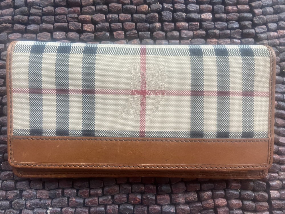 Burberry | Leather Haymarket Check Light Brown Plaid Long Wallet