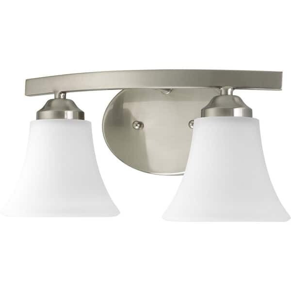 Progress Lighting Adorn 2-Light Brushed Nickel Etched Glass Bath Vanity Light