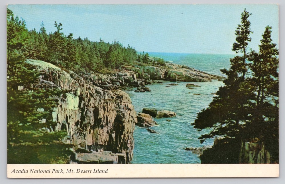 Acadia National Park Schoodic Point Maine Vintage Color Postcard-image