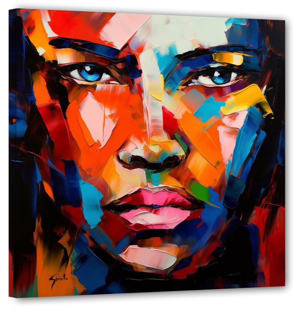 Face Boy with blue eyes pop abstract art picture 100x100 top current art modern FC3-image