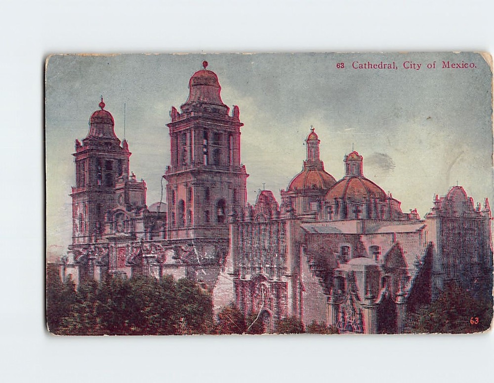 Postcard Cathedral Mexico City Mexico