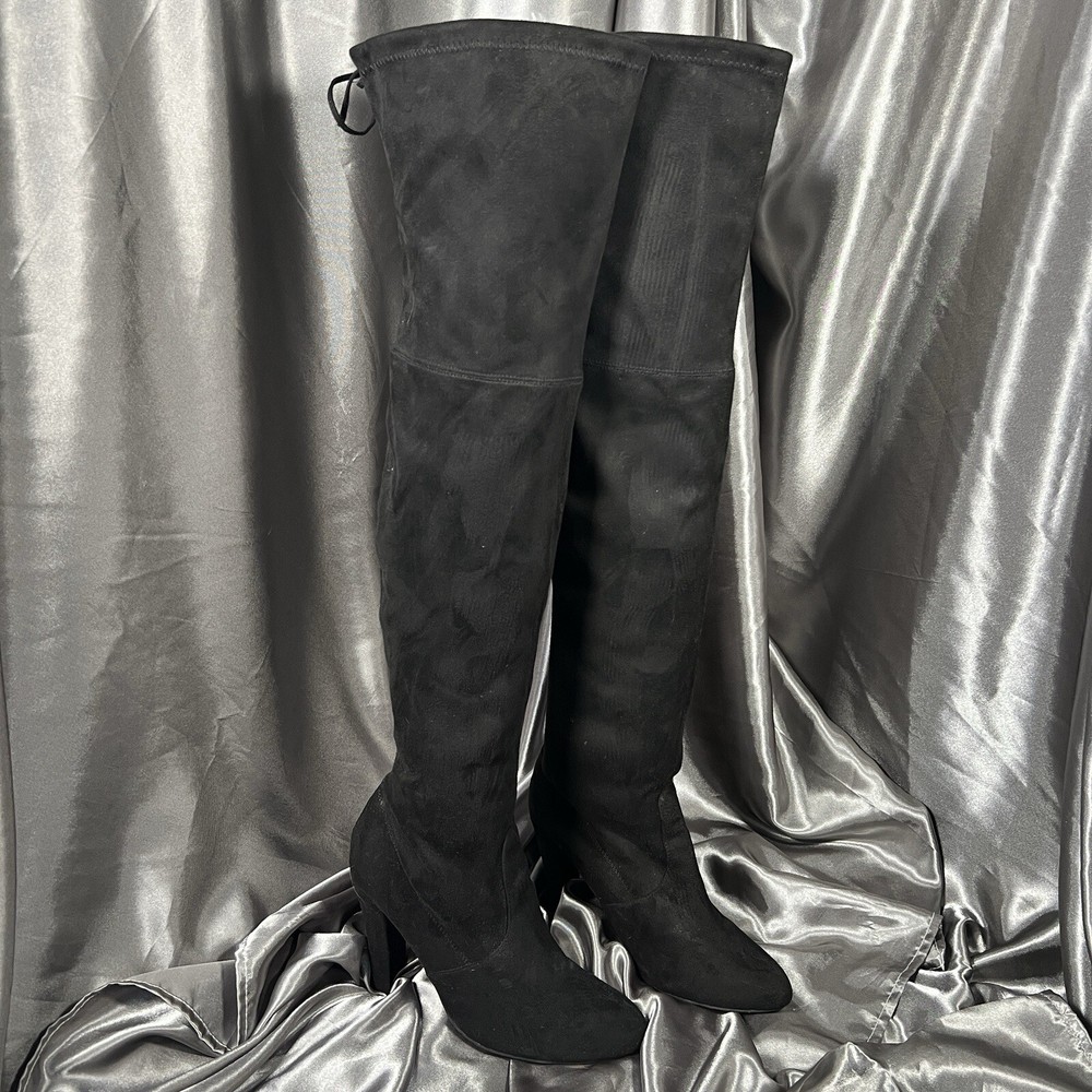 Steve Madden Black Faux Suede Over-the-Knee High Heel Boots Size 8.5