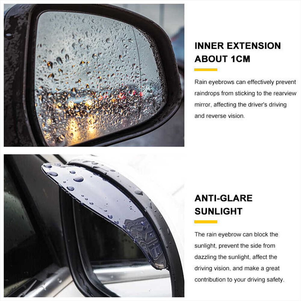 2x Carbon Fiber Sun Visor Rain Board Guard Eyebrow For Side Rear View Mirror Car