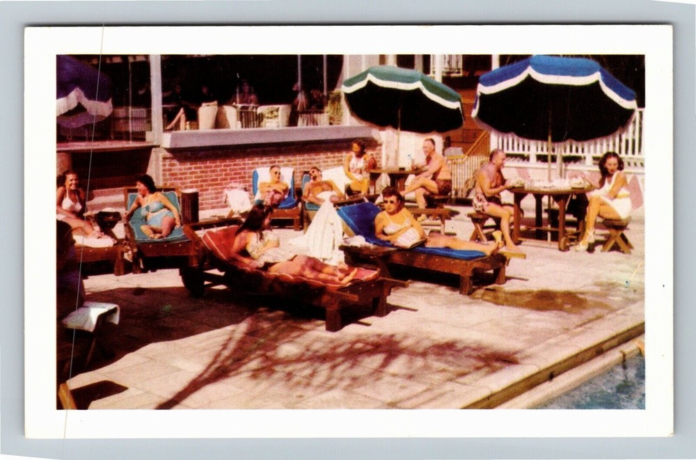 San Diego CA-California Hotel Jmig Manor Pool Guests Antique Vintage Postcard