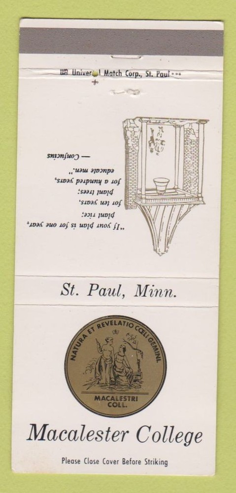 Matchbook Cover - Macalester College St Paul MN 30 Strike