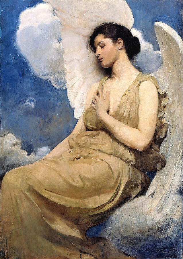 canvas art print giclée or poster. a coign of vantage. winged figure angel 2434p