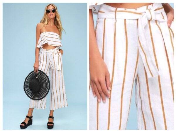$189 Faithfull The Brand Como Crop Wide Leg Linen Pants SZ 10