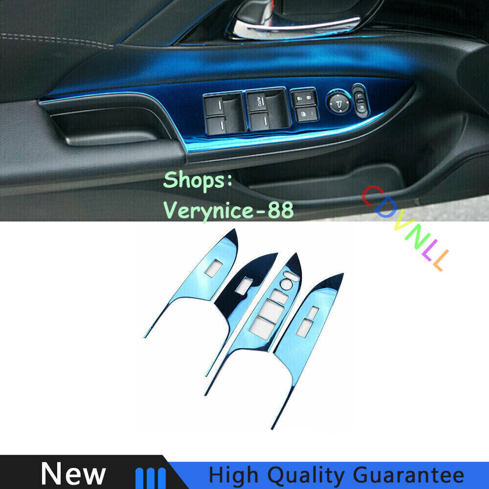 For Honda Accord 9th 14-2017 Blue Titanium Car Window Lock Lift Panel Frame Trim