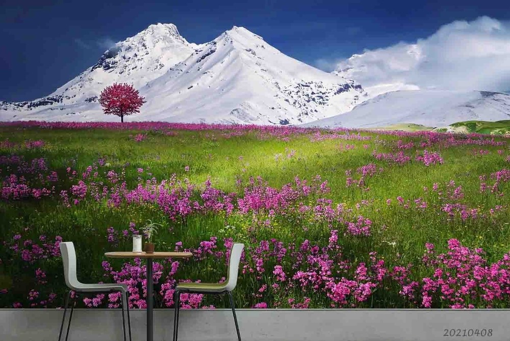 3D Snow Mountains Flower Landscape Wall Murals Wallpaper Murals Wall Sticker