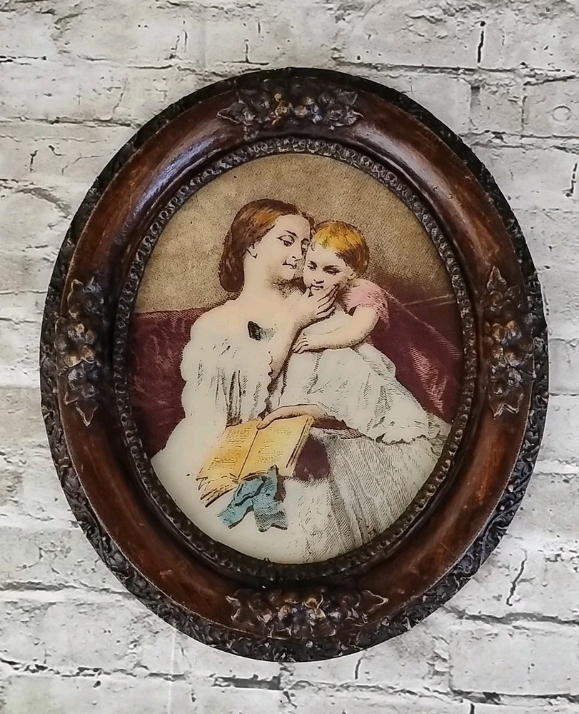 Vintage ARTINI Sculptured Etched Hand Painted Engraving Framed Art Mother