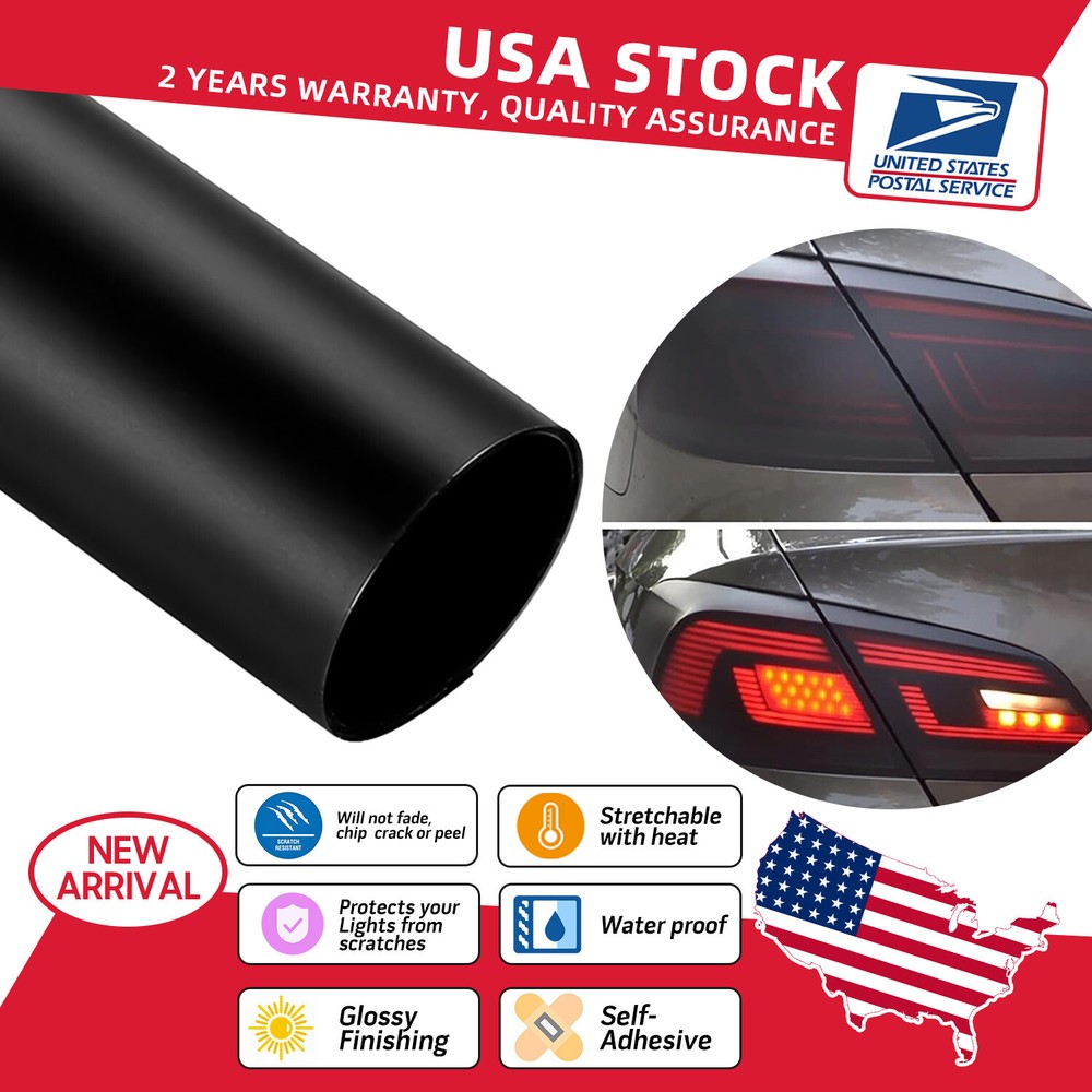 Black Headlight Taillight Fog Light Tint Film Wrap Sticker Kit