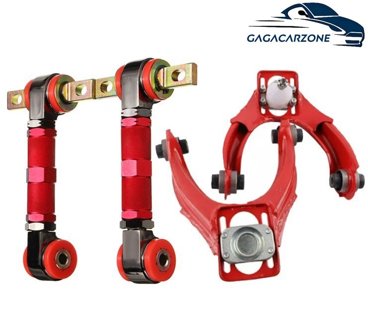 Front Upper Control Arms+Rear Camber Adjustable Kit For 96-00 Honda Civic EK Red