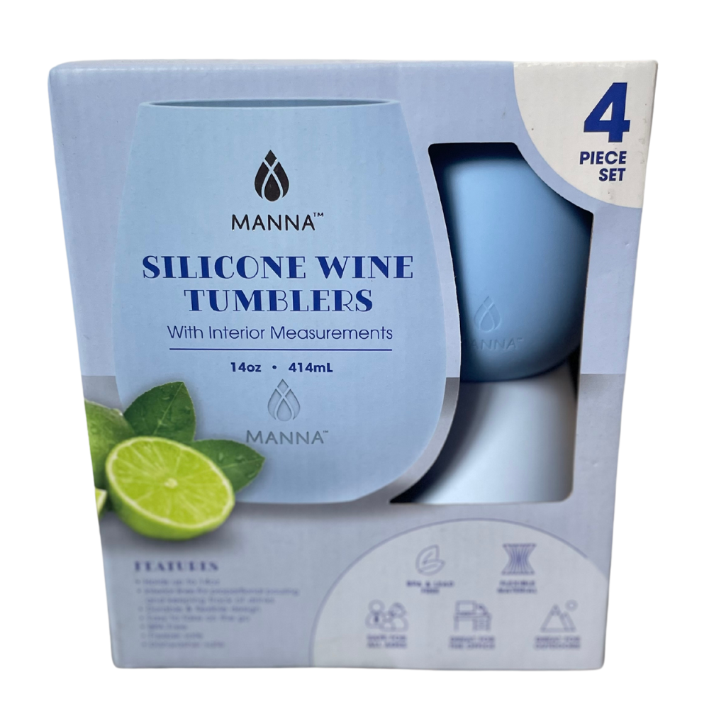 Unbreakable Silicone Stemless Wine Glasses Set of 4 in Shade of Blue Manna