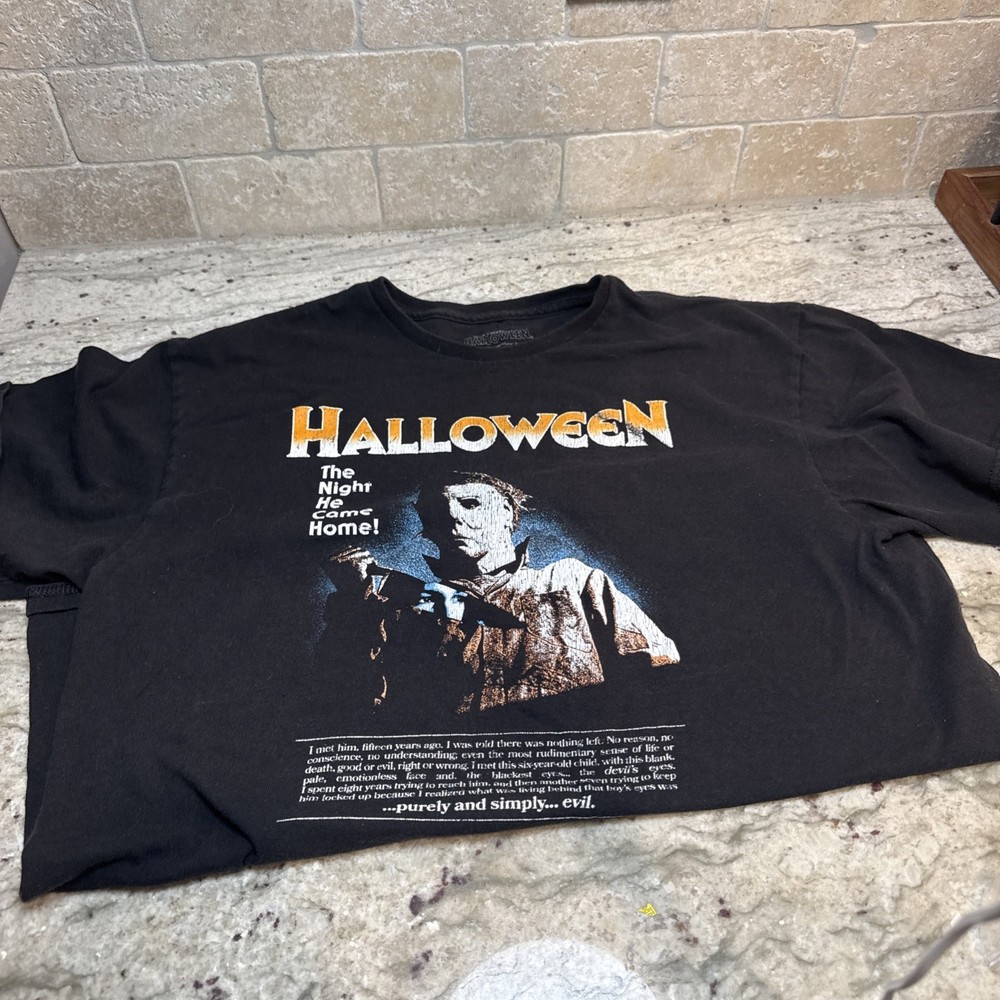 Halloween Movie T-Shirt L Slasher Horror John Carpenter Michael Myers Black