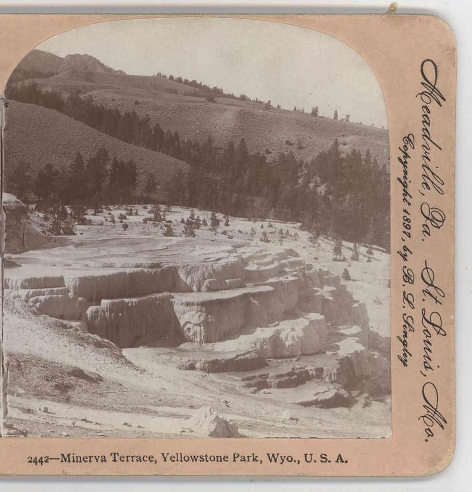 Minerva Terrace Yellowstone WY Keystone Stereoview 1897