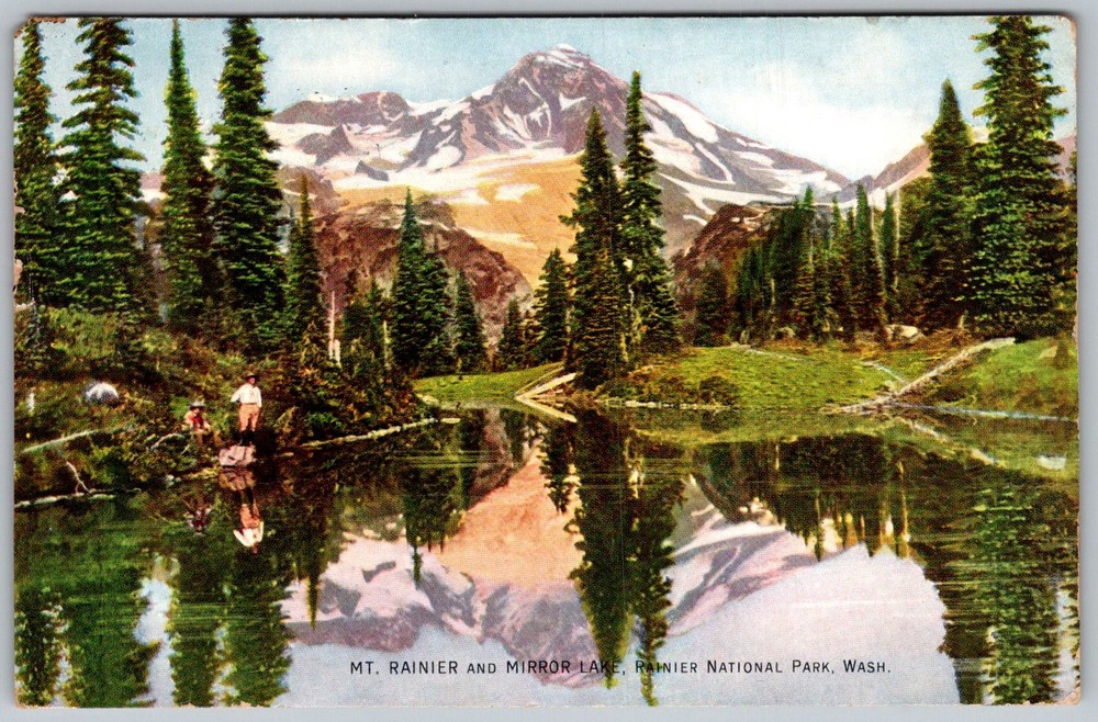 Antique Postcard MT Rainier Mirror Rainier National Park, WA 1910s