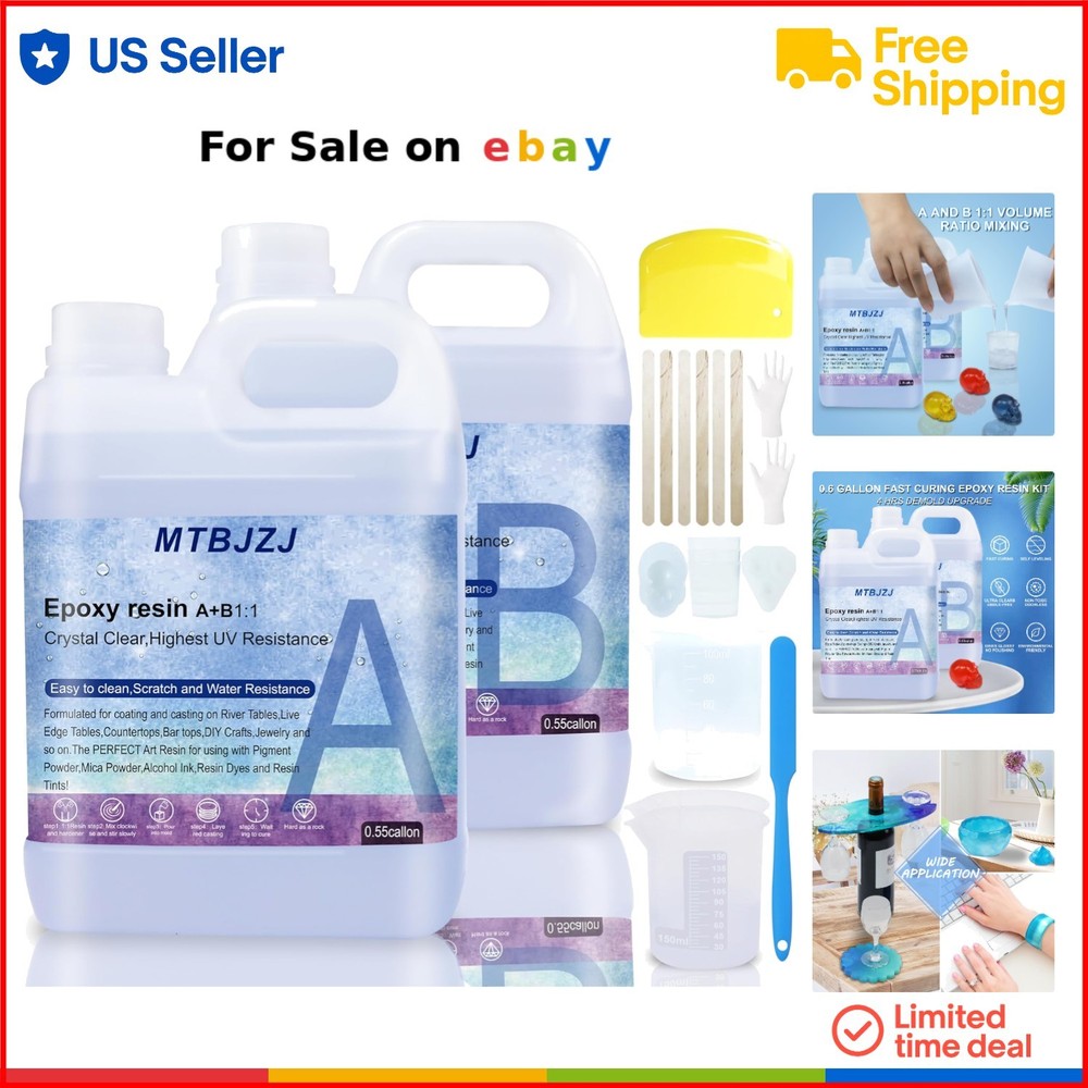 1.1 Gallon Fast-Cure Clear Epoxy Resin Kit for DIY Jewelry and Art Casting