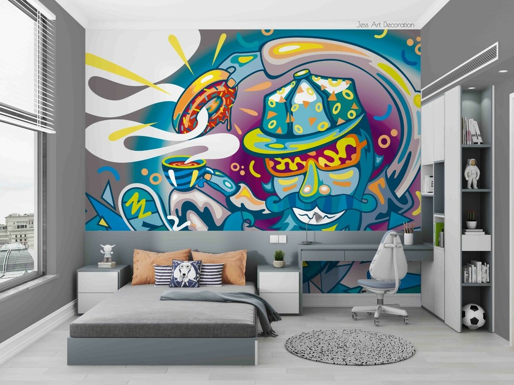 3D Abstract Artistic Graffiti Self-adhesive Removable Wallpaper Murals Wall 134