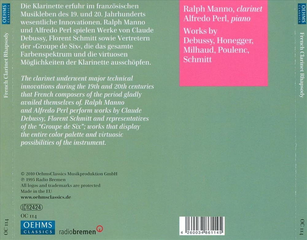 Ralph Manno French Clarinet Rhapsody New Cd