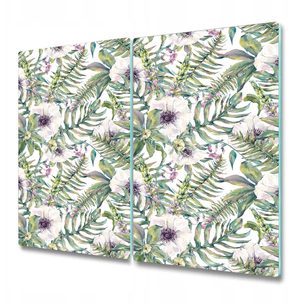 Glass Chopping Board Utensil Board Worktop Saver | Soft Floral | 2x30x52