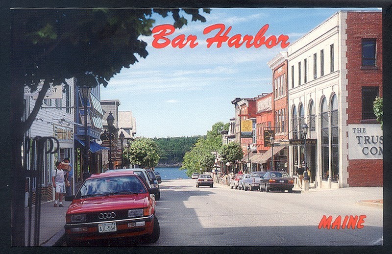 Vintage Bar Harbor MAIN STREET Postcard -  Resort Community ME