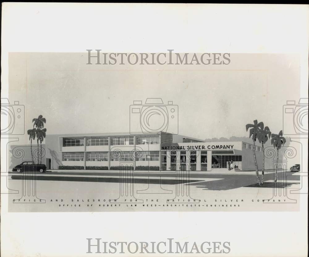 1948 Press Photo Architectural Drawing of National Silver Company Building