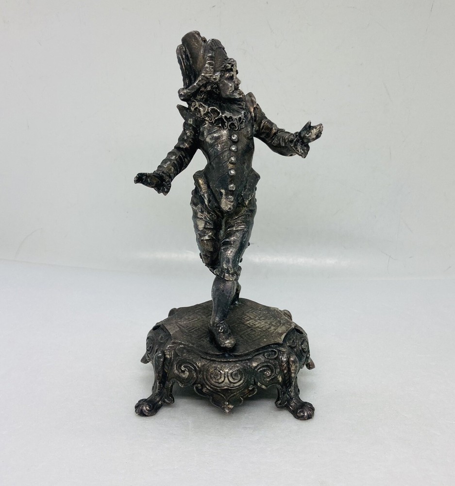 Rare Bronze Harlequin Jester Clown 7 Inch Tabletop Decor Figurine