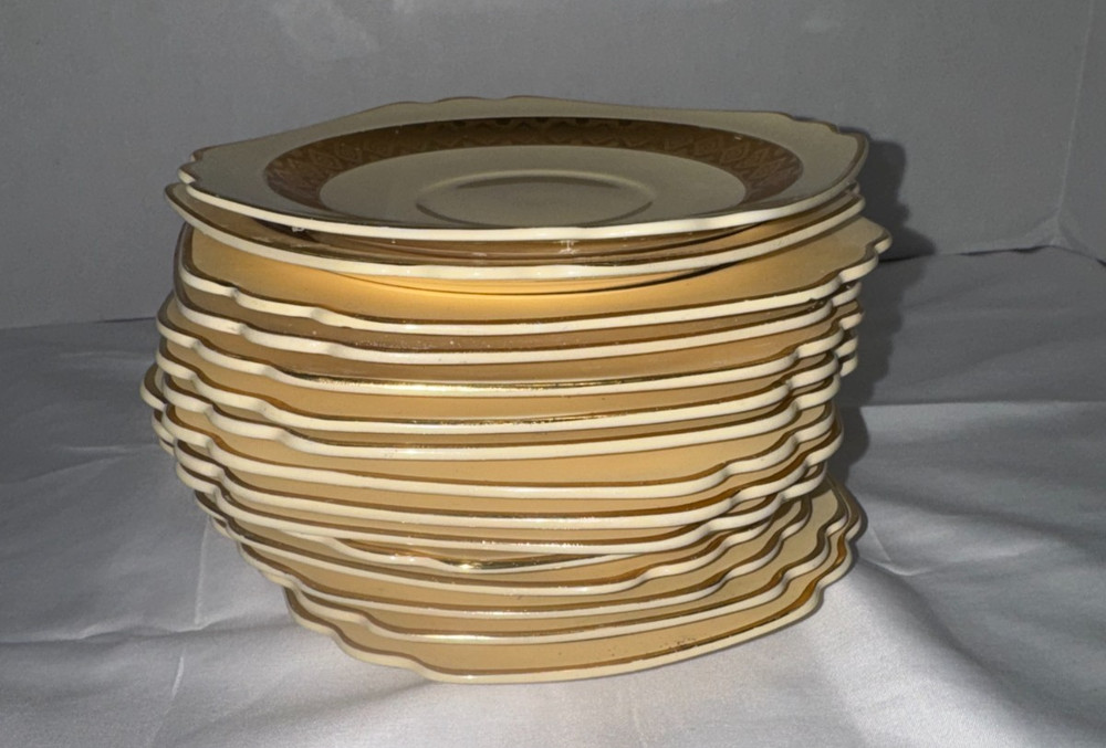 15 saucers RARE Homer Laughlin GOLD ENCRUSTED Century Dinnerware 1940's USED