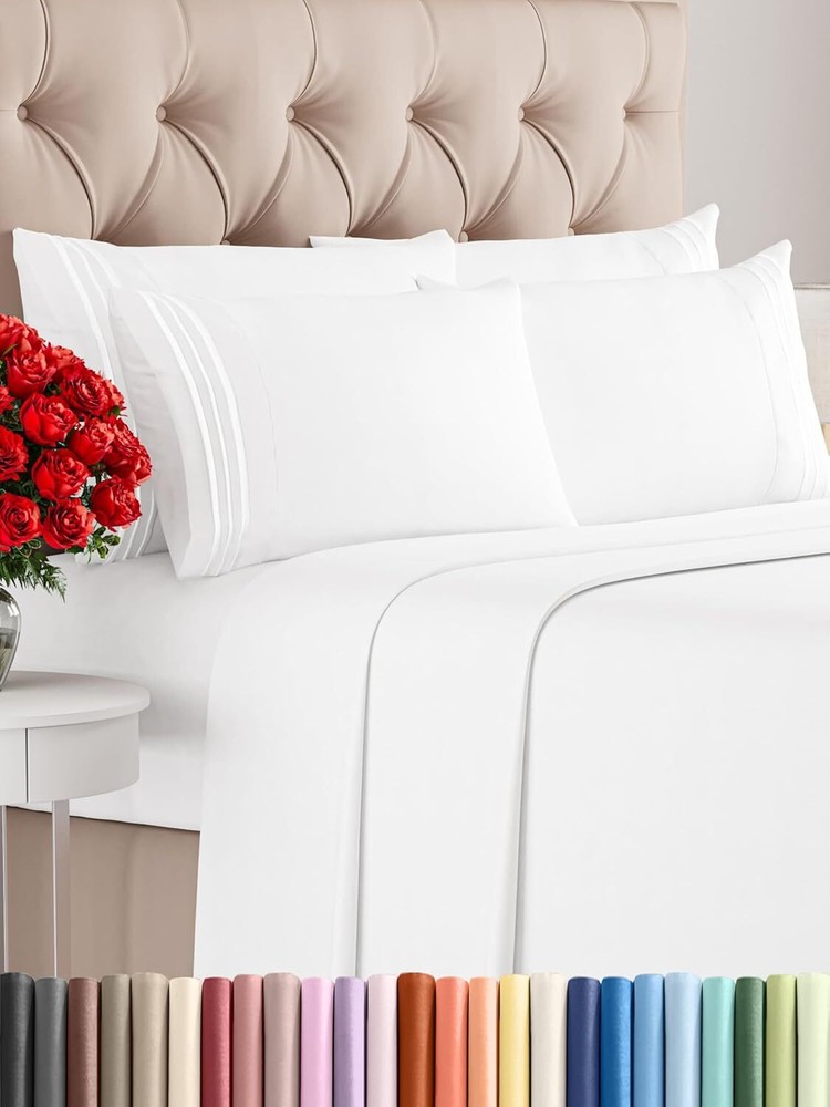Queen 6-Piece Breathable Cooling Sheet Set in White for Ultimate Comfort