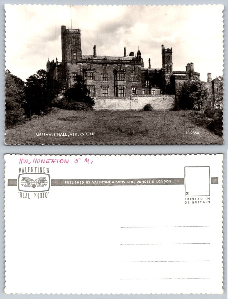 Merevale Hall Atherstone Real Photo Postcard Valentine's UK Vintage RPPC