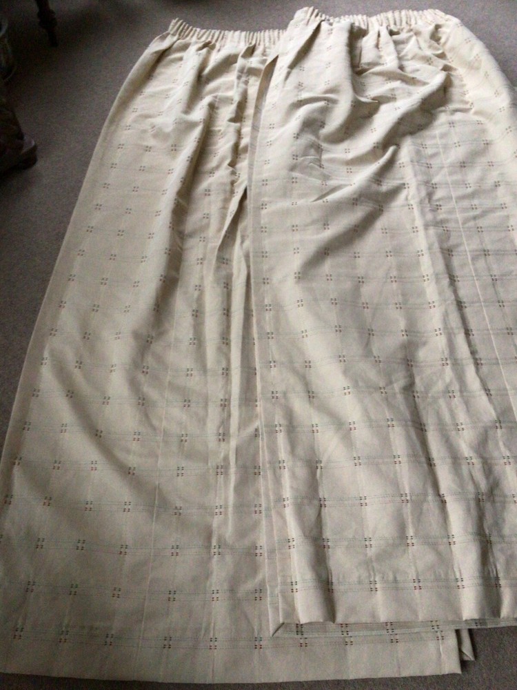 Lined Bespoke Camel Natural Linen Check Curtains . 84” Long x 76” Wide