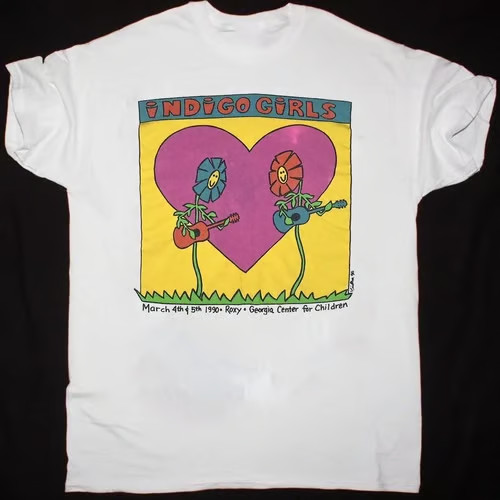 Indigo Girls 1990 Tour T-Shirt 90s White Short Sleeve Tee Unisex