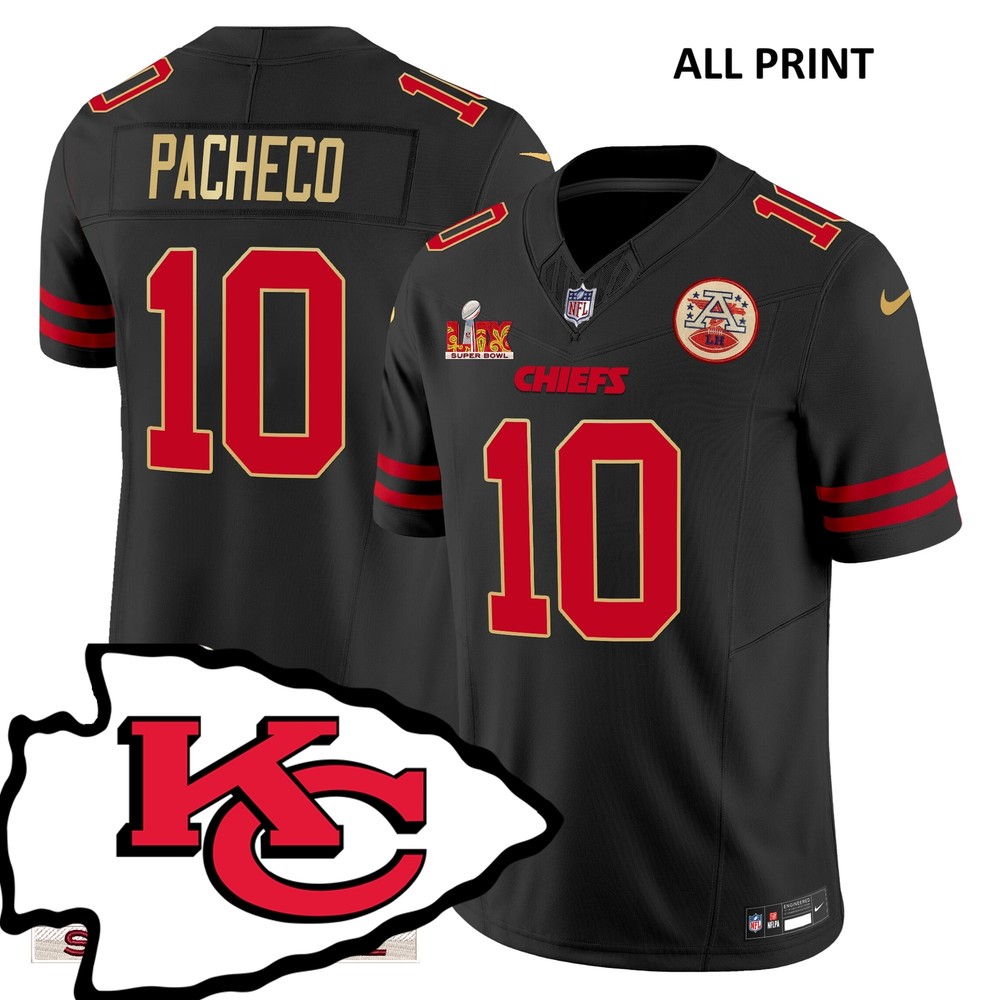 Kansas City Chiefs Super Bowl #10 Isiah Pacheco Football Jersey All-Print Design