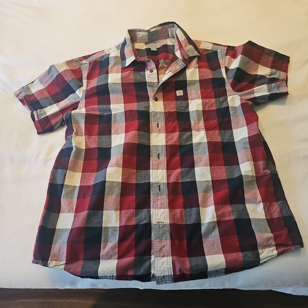 Carhartt Men's Plaid Short Sleeve Button-Up Shirt Size XL