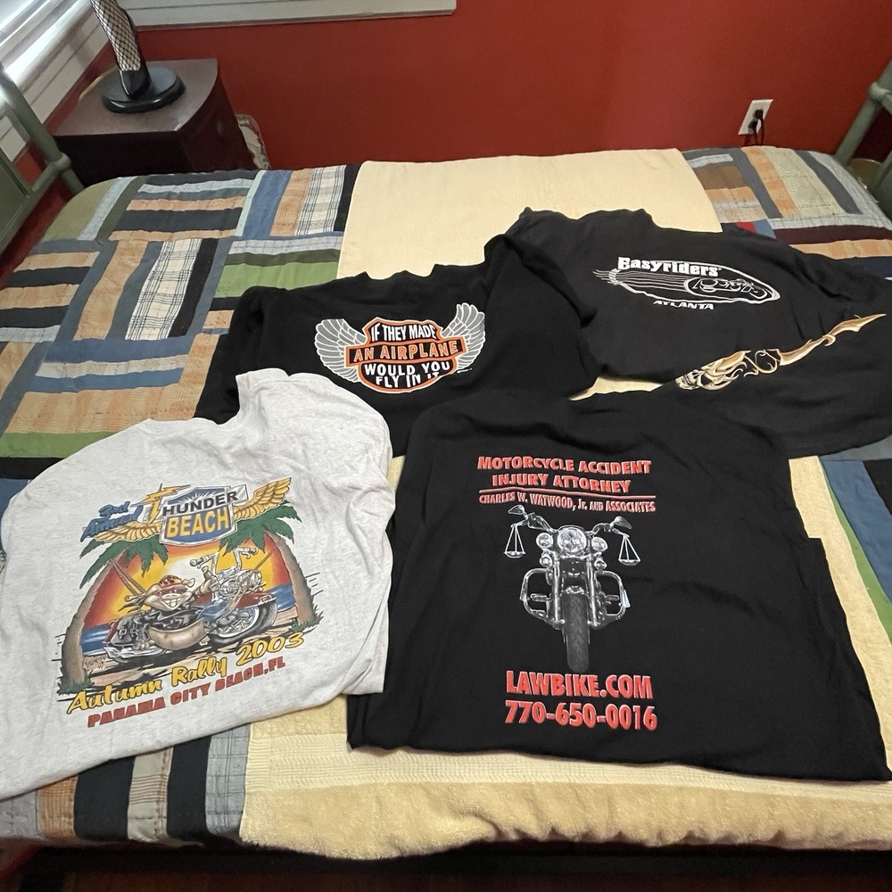 Four Vintage Easy Rider Thunder Beach Motorcycle T Shirt 2XL Tee Shirt Lot