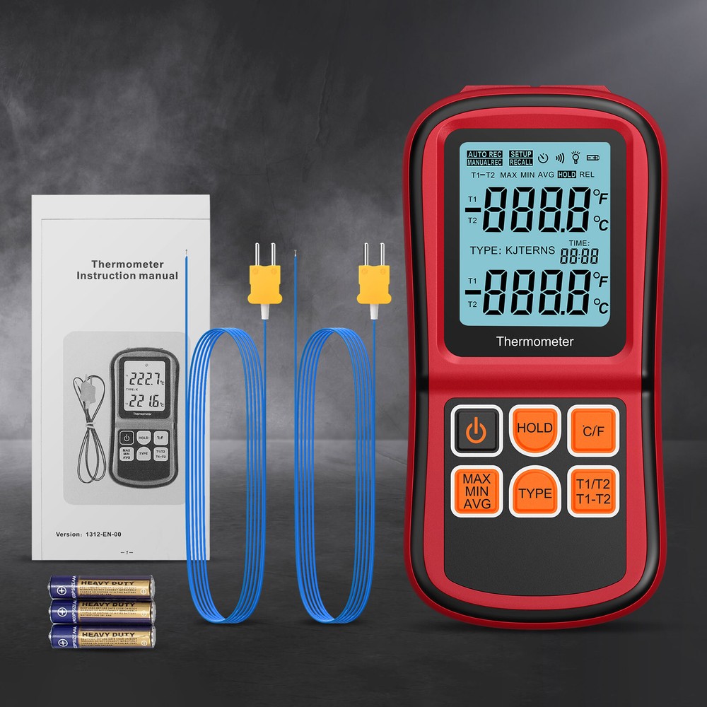 PROSTER K Type Thermocouple Thermometer J T E R N E 2 Channel Temperature Meter
