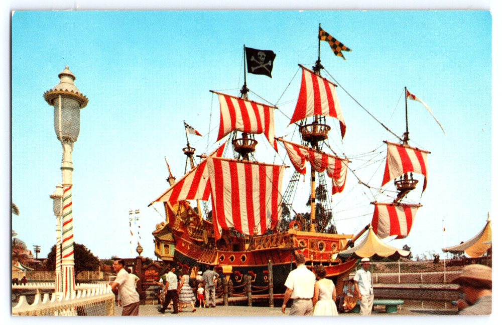 Anaheim California Disneyland Magic Kingdom Pirate Ship Vintage Photo Postcard