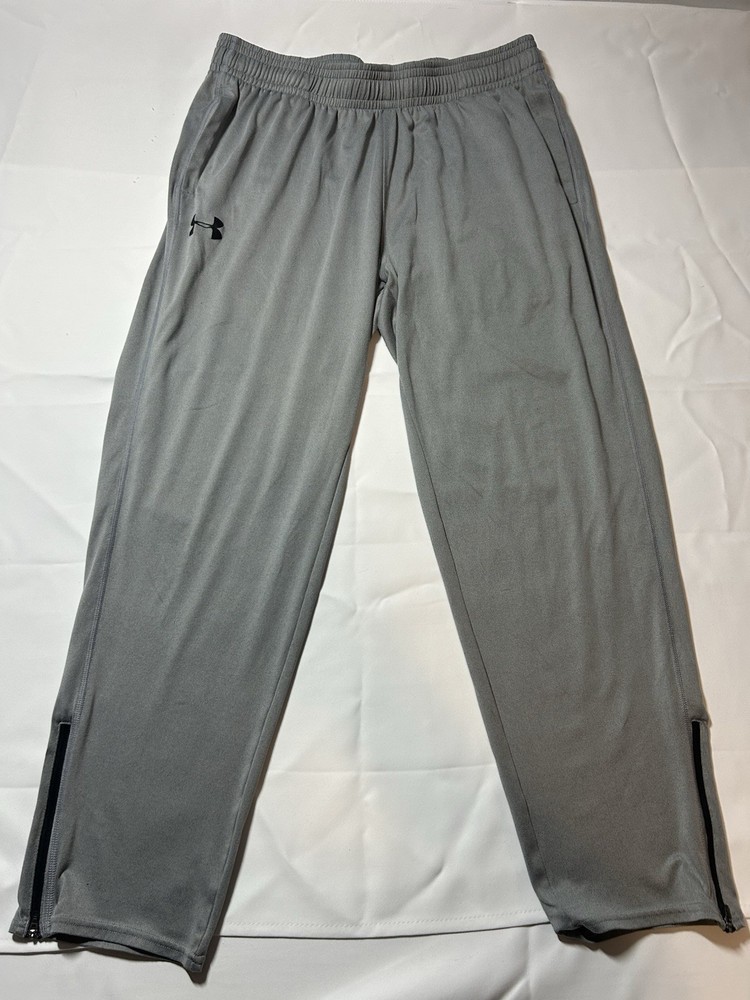 Under Armour Men's Gray Straight Leg Pants XL Loose Fit Elastic Waist Drawstring
