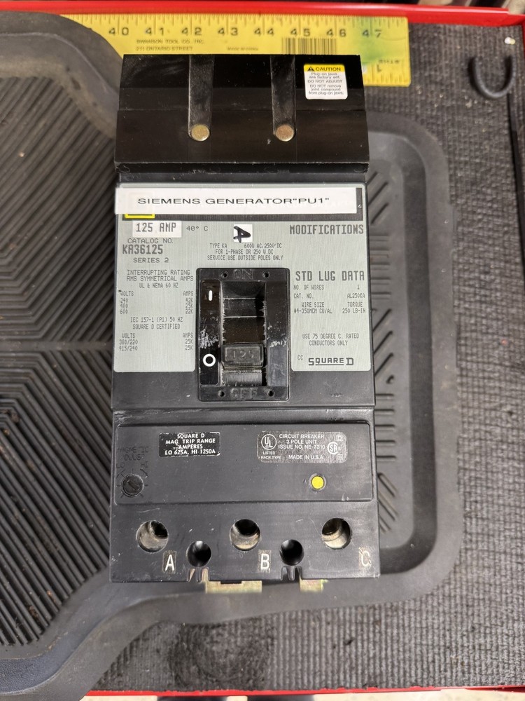 KA36125 Square D 125 Amp 600 Volt Circuit Breaker - Next Day Option