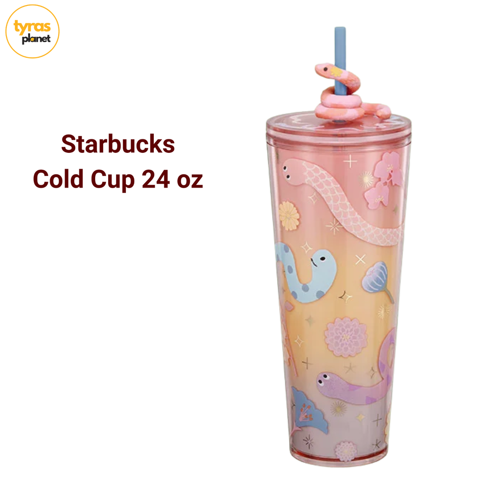 Starbucks 2025 Year of the Snake 24oz Tumbler with Snake Topper Limited Edition