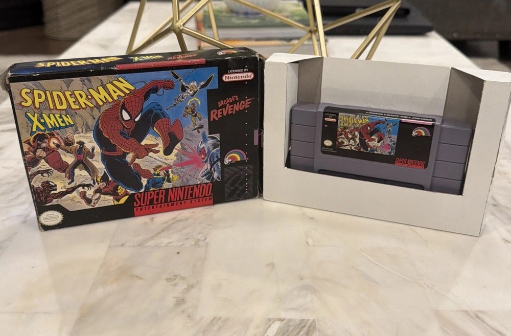 Spider-Man and The X-Men in Arcade's Revenge (SNES) W/ Box (NO MANUAL)