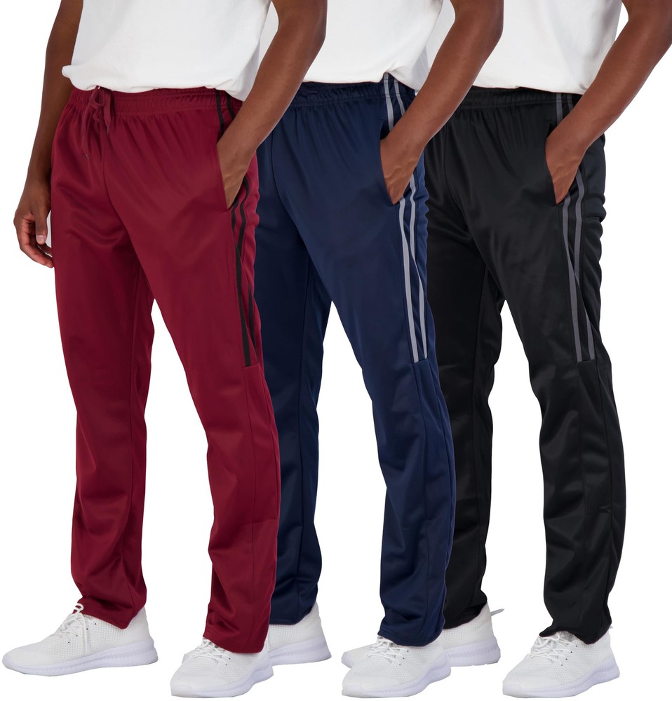 3 Pack: Mens Big & Tall Sweatpants Open Bottom Baggy Track Pants Active Athle...