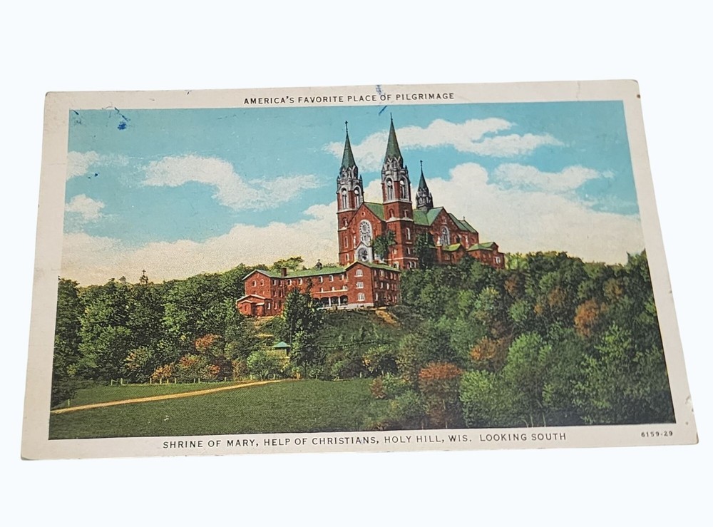 Vintage Postcard Shrine Of Mary Help Of Christians Holy Hill Wisconsin