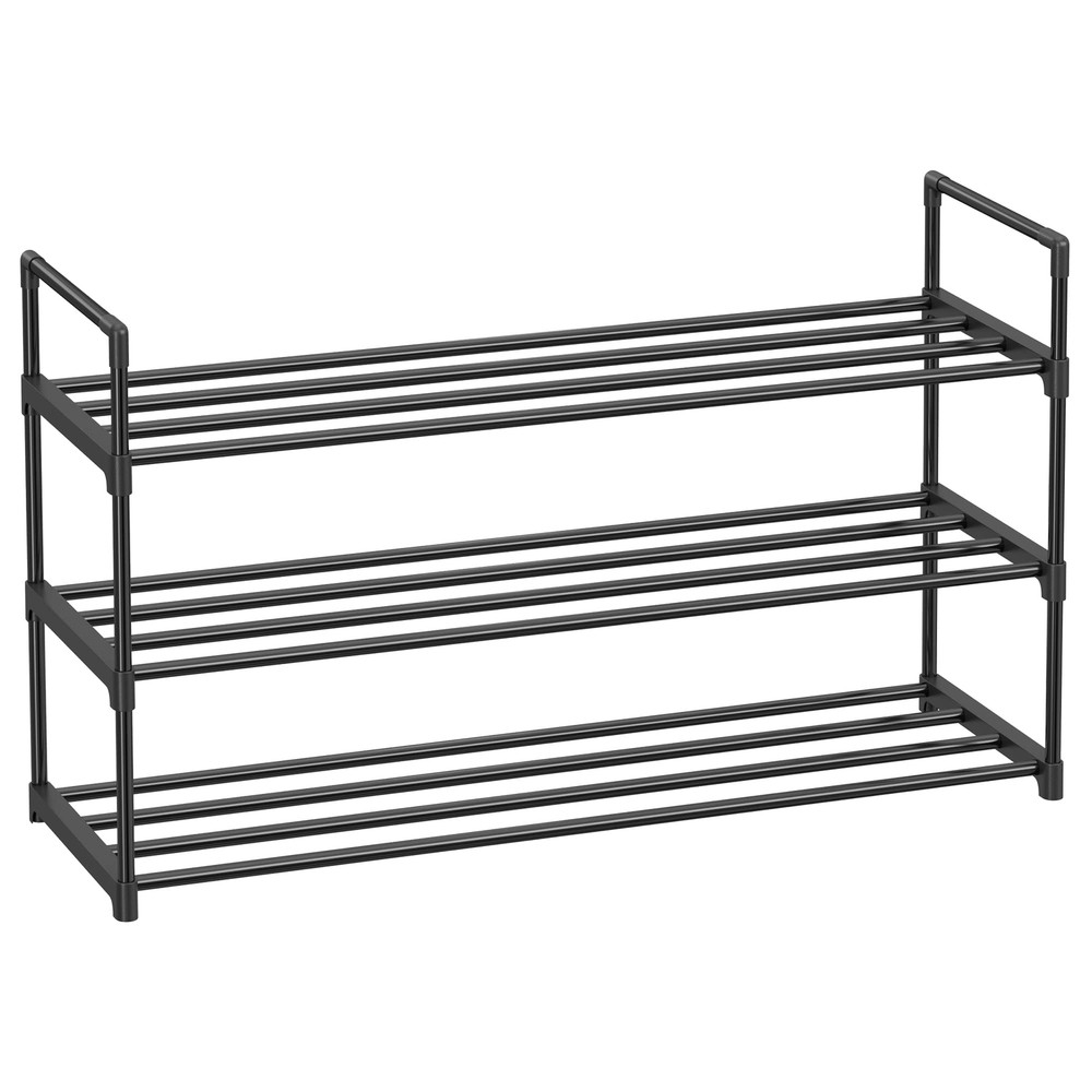 SONGMICS 3-Tier Metal Shoe Rack Organizer Holds 12-15 Pairs in Black ULSA13BK