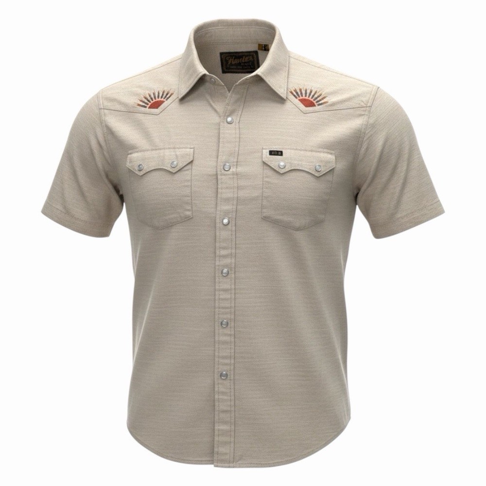 Howler Bros Crosscut Deluxe Pearl Snap Rising Sun Western Aztec Shirt Men Medium