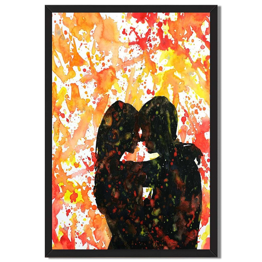 Romantic Couple Silhouette Framed Canvas Print Modern Wall Art Home Decor