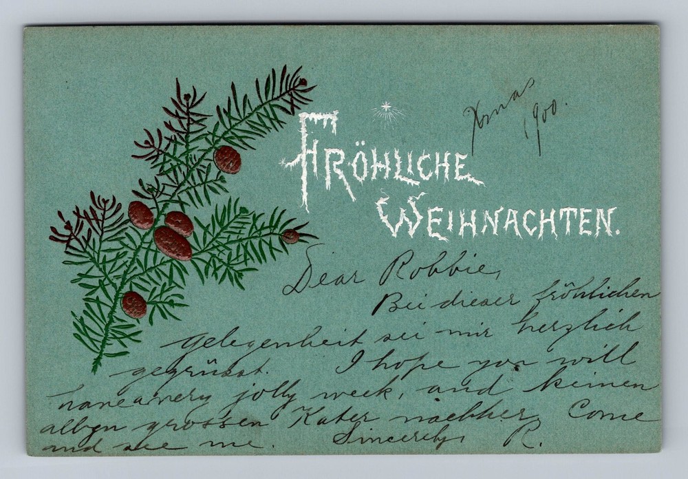 Austria/Germany- Christmas Greeting Old Postal Card View PC Vintage Postcard