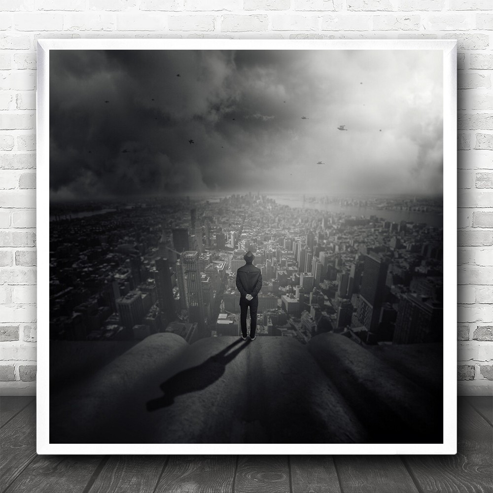 Man Shine Light Atmosphere Architecture Overlooking Square Wall Art Print