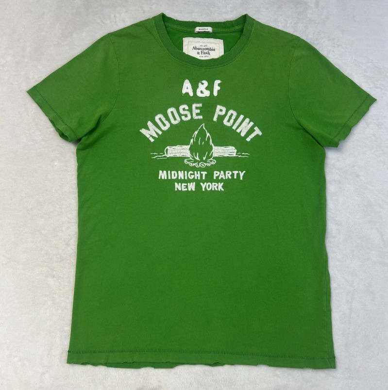 Vintage Abercrombie & Fitch Graphic T-Shirt 00's Y2K Banned Humor Tee Green