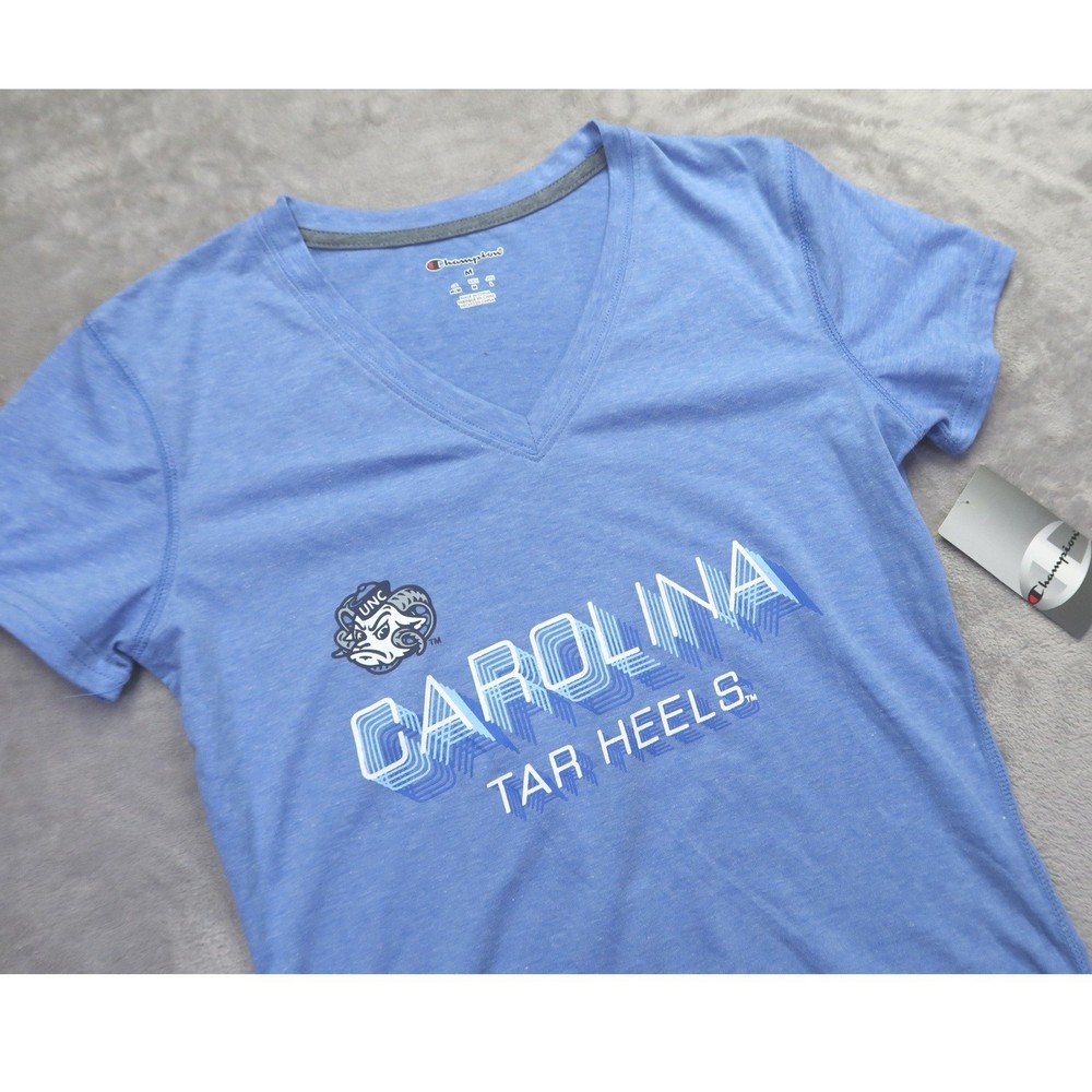 Champion UNC North Carolina Tar Heels Blue V-Neck Graphic T-Shirt Women's M NWT